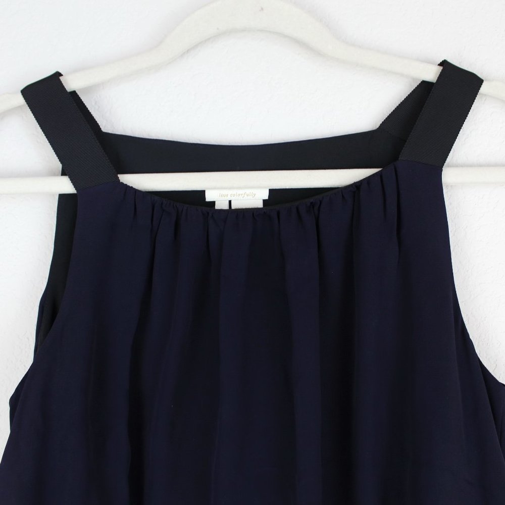 NEW Kate Spade Embroidered Trim Silk Top, Rich Navy, Small, Sleeveless, Lined - Picture 10 of 15